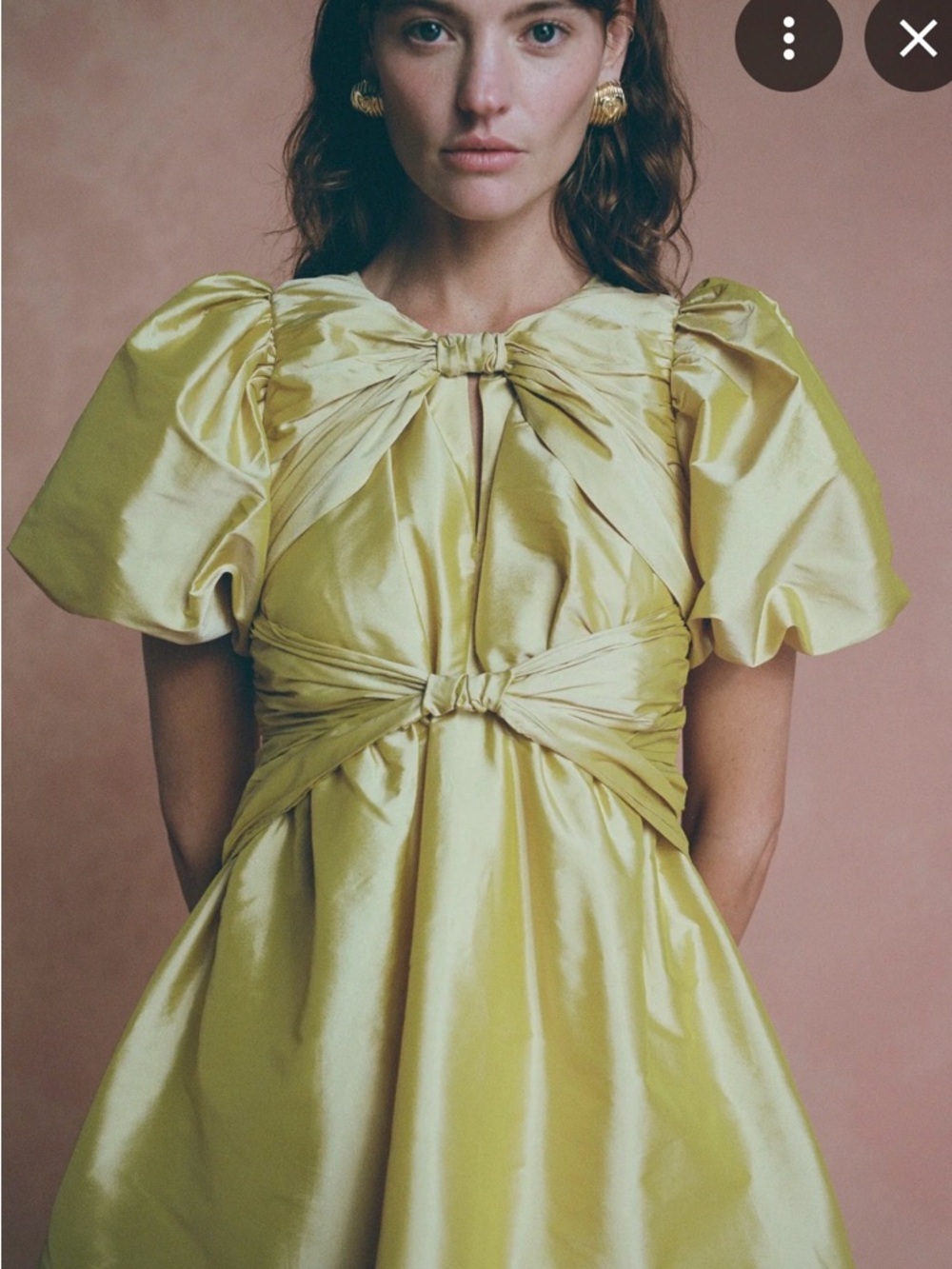 Puff-Sleeve Knot Front Dress